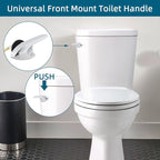 Universal Metal Front Mount Toilet Handle Replacement Kit Compatible with Kohler Toilet Tank Parts, Toilet Flush Lever Handle with Flapper Chains, Chrome