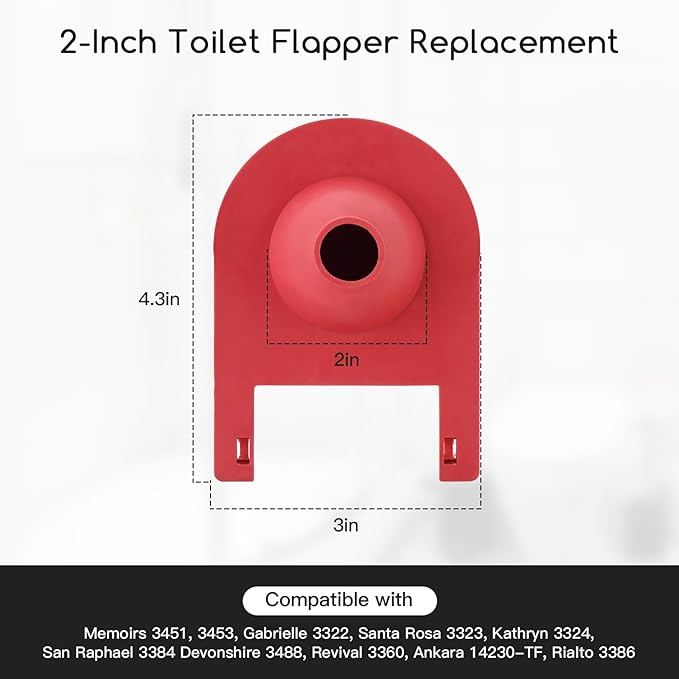 2 inch Toilet Flapper for Kohler GP1078440 Toilet Flapper, Flexible Rubber Toilet Plug Flapper, Toilet Tank Flapper Replacement, Red