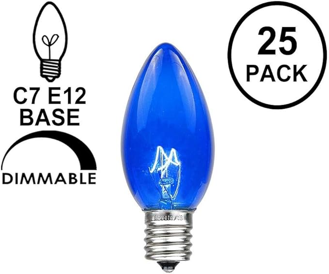 Novelty Lights 500 Case C7 Outdoor Christmas Replacement Bulbs, Blue, C7/E12 Candelabra Base, 5 Watt, 500 Bulbs