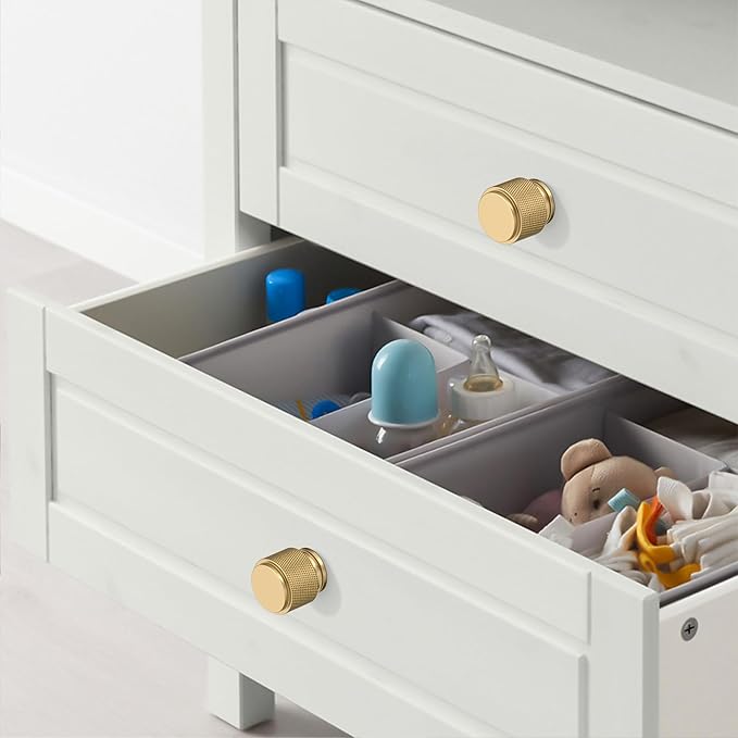 Amerdeco 10 Pack Champagne Bronze Knurled Cabinet Knobs Kitchen Cabinet Pulls for Drawer Dresser, Cupboard and Wardrobe ZH0031