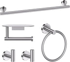 TURS Brushed 5 Piece Bathroom Hardware Set, SUS304 Stainless Steel Bath Towel Bar Set, Bathroom Towel Rack Set Wall Mounted
