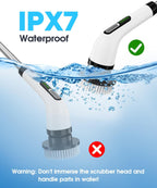 Electric Spin Scrubber for Cleaning Bathroom: Cordless Power Shower Scrubber - Electric Cleaning Brush for Tile Tub