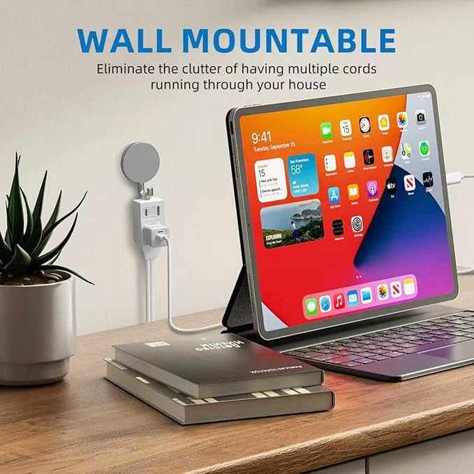 TiFFCOFiO Indoor Extension Cord, 2 Prong 20 Feet Extension Cord, 3 Polarized Outlets with Safety Slide Windows,13A/1625W, 16 AWG (20FT 1 Pack)