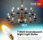 lumenivo 7 Watt Night Light Bulbs for Electric Window Candle Lamps, Salt Lamps, Christmas Villages, Chandeliers Replacement for Creative Hobbies E12 Base C7 Light Bulbs - Clear – 120V - 12 Pack