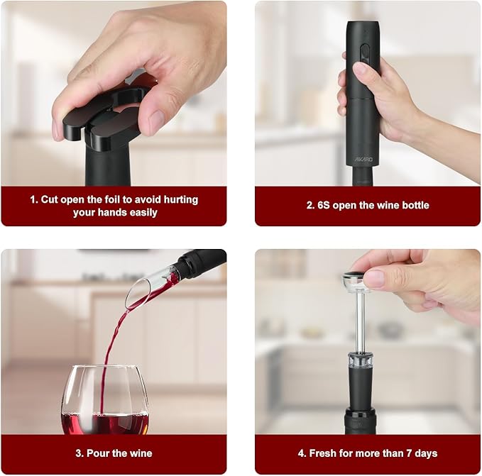 AIKARO - Electric Wine Bottle Opener Automatic Corkscrew, Rechargeable (Set B)