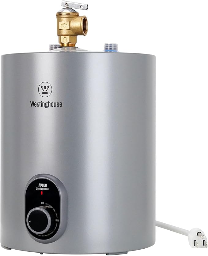 Westinghouse 1.5 Gal Compact Mini-Tank Electric Water Heater - 120V Under Sink Point-of-Use On-Demand Hot Water for Kitchen, Bathroom, Home - CSA Listed