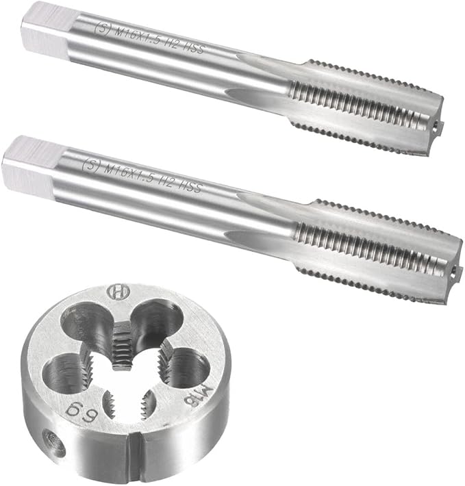 16mm x 1.5 HSS Metric Tap and Die Set Right Hand Thread,Tapping DIY Tool 3pcs (M16 x 1.5mm)