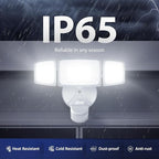 Onforu 65W LED Flood Light Motion Sensor Outdoor, 6500lm Security Light with Three Head, IP65 Waterproof Exterior Floodlight, 6500k Wall Light for Entryways Stairs Yard Garage