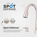 Pfister Miri 2.0 Kitchen Faucet with Pull Down Sprayer and Soap Dispenser, Single Handle, High Arc, NSF Certified, Spot Defense Stainless Steel Finish, F5297MRRGS