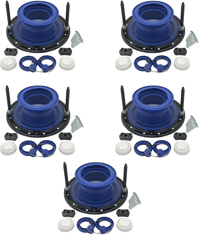 One N Done Toilet Flange Repair Kit - Toilet Kit For Low or Broken Flange. Toilet Wax Ring Replacement Kit W/Toilet Flange Extender Kit, Easy Toilet Bolts, & Toilet Caps For Bottom of Toilet. 5X