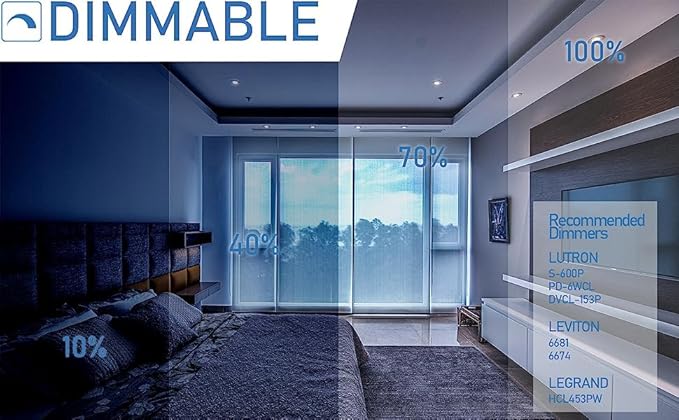 Jolux 24-Pack 5/6" Retrofit LED Recessed Lighting,12W=60W,3000K WarmWhite,800 Lumens,Dimmable Can Lights,Damp Rated,Simple Adjustable Retrofit Downlight Installation,ETL,E26 Base,Bevel Trim