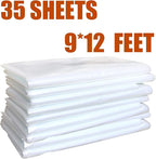 35 Pieces Plastic Drop Cloth, Multiple Waterproof Cloth Sheets for Painting, Dust-Proof and Rustproof, 35 Pieces 9x12 Feet Tarp, Furniture Cover