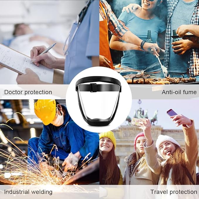 Face Shield for Grinding and Cutting,Clear Full Face Dust Mask Shield for Woodworking,Suitable for Dust and Debris Protection During Home Decoration, Garden Trimming, and Lawn Mowing