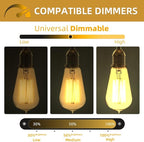 Jslinter Incandescent Light Bulbs 60 Watt Dimmable Bulbs 4 Pack, 2200K ST58 Soft Light Bulbs Warm Light, 110v E26 Eecorative Light Bulb, Vintage 230LM Edison Bulb for Bedrooms, Living Rooms