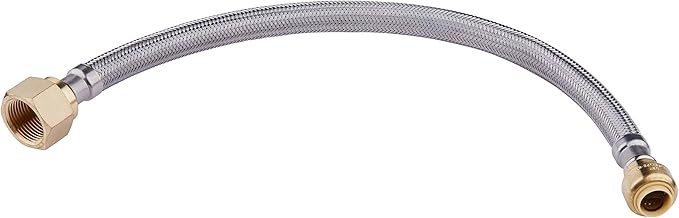 EFIELD 12-inch Length Flexible Connector Push-fit 1/2 inch x 3/4 inch FIP, Push-to-Connect Braided Stainless Steel Water Heater Hose,(HOSE030)