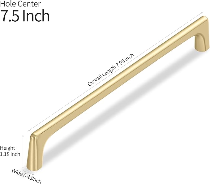 3 Pack 7.5 Inch(192mm) Hole Center Modern Brushed Gold Cabinet Pull Handle Timeless Vanity Drawer Pull Handle Classic Cabinet Hardware for Kitchen Dresser Bathroom, Screws Included, B-Gold(7.5x3)
