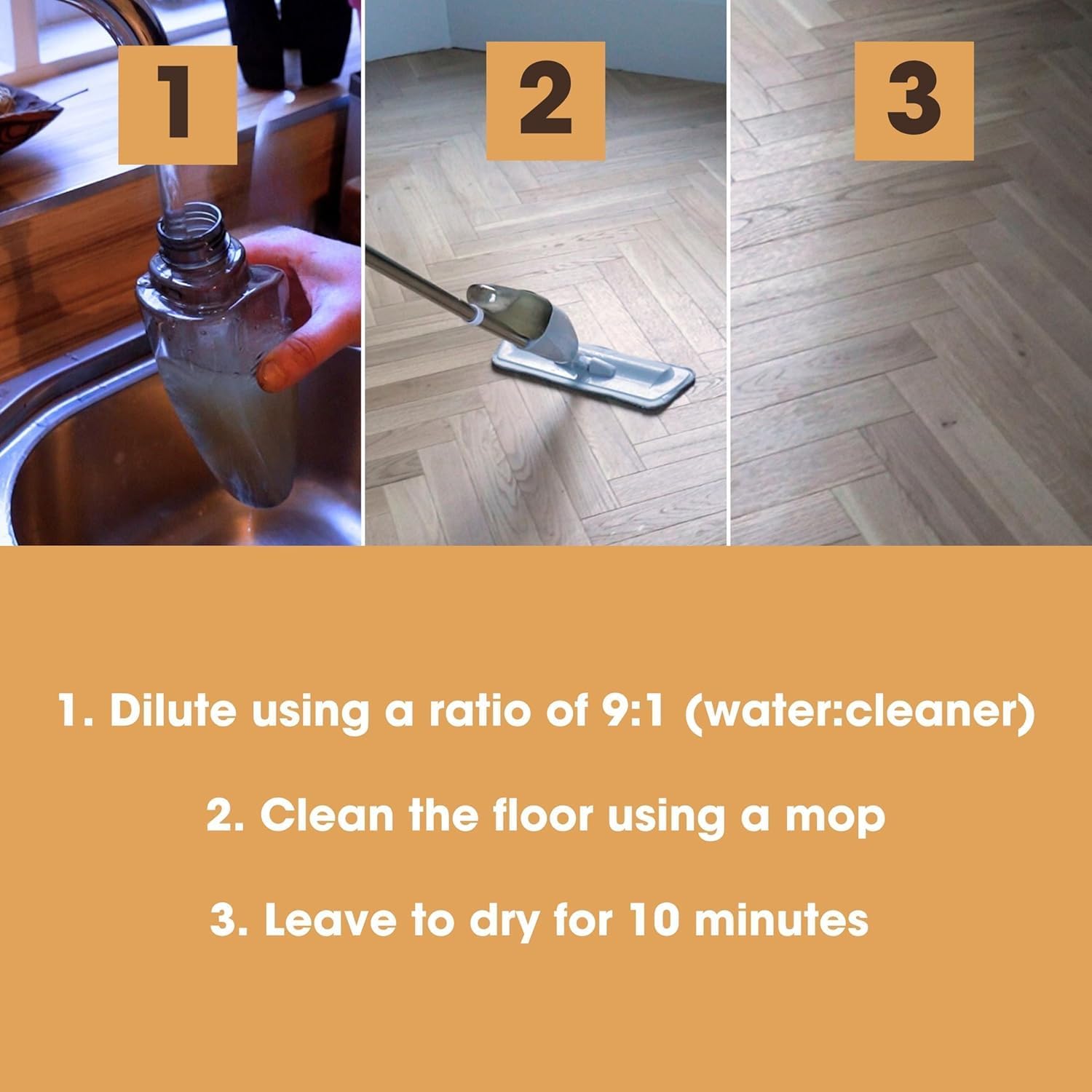 Furniture Clinic Wood Floor Cleaner | Dilutes to 170 FL Oz | Cleaning Concentrate | Formulated for Hardwood and Engineered Wooden Flooring | Quick-Drying with Orange Oil