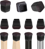 Ezprotekt 24 Pcs Extra Small Square Chair Leg Floor Protectors, Silicone Felt Furniture Pads, Dining Table Leg Caps Covers Protectors for Hardwood Floors No Scratches (S Fit: 0.55" - 0.75", Black)