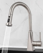 Hibbent Pull Down Kitchen Faucet Head Replacement, 3 Function Sink Faucet Sprayer Head Nozzle with 15 Adapters, Compatible with Moen, American Standard, Delta, Kohler Faucets, Brushed Nickel