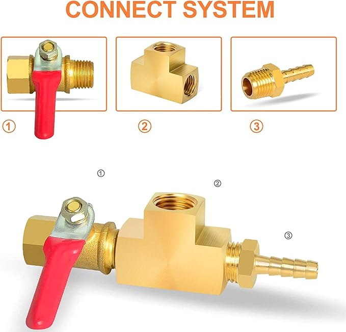 GASHER 3 Pcs Brass Barstock Tee, 3/8" x 3/8" x 3/8" NPT Female Pipe Fittings