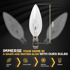 Seentech 12 Pack 60W 120V E12 Base B10 CTC Incandescent Light Bulbs, Transparent Candle Light Bulbs Perfect for Chandeliers, Ceiling Fan Lights, Pendants, Fireplace, Dimmable, Warm White 2700K