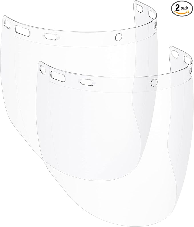NoCry 2-Pack of Replacement Visors for Heavy Duty Clear Face Shield; Anti-Fog Protective Mask; ANSI Z87.1 Certified; Compatible with Prescription Glasses; Ideal for Woodworking