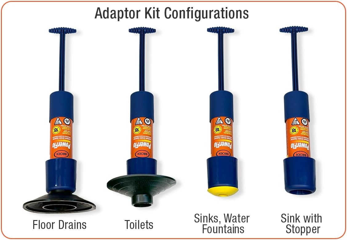 PowerFlo is a non-chemical, Safe Instant Drain Opener for all Diameter Drains. Does not use air pressure or chemicals. Powerful solution with 18 applications (Full Starter Kit)