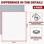 VitalCozy 6 Pcs Wine Glass Polishing Cloths Large Microfiber Cleaning Cloths 25 x 20 Inch Lintless Towels for Drying Wine Glasses Cleaning Window Stemware Dishes Glassware (Gray, White)