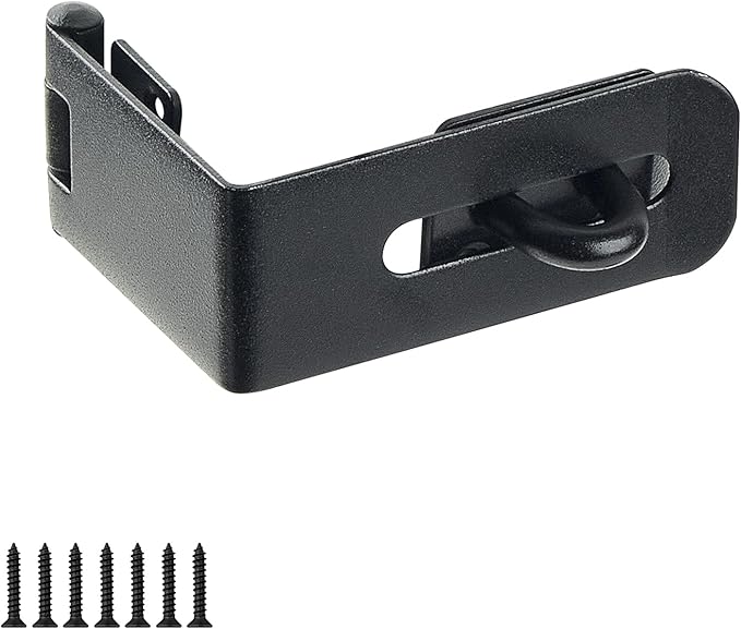 Door Lock Hasp Latch, 90 Degree Solid Iron Safety Packlock Clasp Hasp Lock Latch, Extra Thick Gate Lock Hasp with Screws Brushed Finish (2.24 inch)