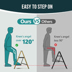 WOA WOA Step Ladder, 2 Step Foldable Step Stool with Widen Pedals, Portable Aluminum Stepladder, Compact Ladder for Space Saving, Home Ladders for Kitchen(300lbs, Gold)