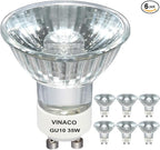 Vinaco GU10 C 120V 35W Bulb Dimmable, 6 Pack High Output 380LM GU10 C 110V 35W Candle Warmer Warm White 2800K, Long Lasting GU 10 Halogen Bulbs No Flicker for Candle Warmer Lamp & Track Lighting