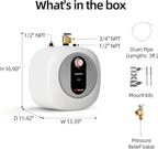 MIZUDO Electric Mini Tank Water Heater - 2.5 Gallon Under Sink Small Hot Water Heater - 110 120V Point of Use for RV, Camper, Kitchen, Food Truck - Easy to Install - Wall or Floor Mounted