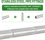 TAISHER 4PCS Stainless Steel Pipe Fittings, 1/4" NPT Male x 1/4" NPT Female Threaded, 4" Length Nipple Cast Pipe