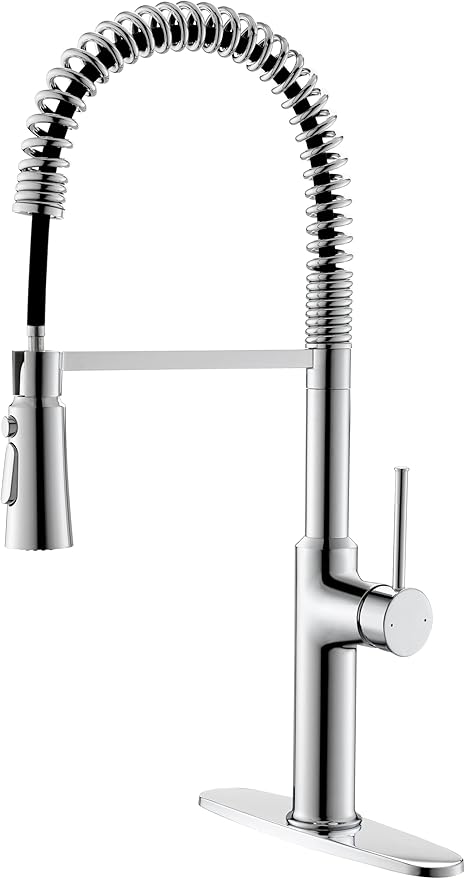 22‘’ Extra-Tall Polished Chrome Kitchen Faucets,Commercial High Arc Single Handle Kitchen Faucets with Pull Down Sprayer for Farmhouse Resist Stainless Professional Pre-Rinse