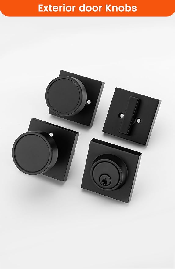 Haidms Black Door Knobs with Deadbolt, Zinc-Alloy Matte Black Exterior Door Knobs, Heavy Duty Front Door Knob and Deadbolt Set(2 Pack)
