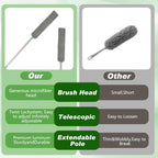 Retractable Gap Dust Cleaning Tool with 2 Microfiber Dusting Cloths,Flat Duster with Extension Pole,Extendable Microfiber Duster with Bendable & Removable Head,Reusable Washable Dusting Wand