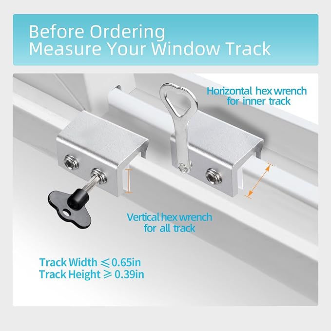 Window Locks for Up and Down Windows 4 Pack Window Stopper Sliding Window Lock for Vertical Horizontal Sliding Windows Doors with Key Aluminum Window Security Locks Child Proof(Silver Medium)