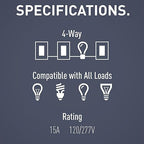 Legrand radiant TM874DBCC6 15 Amp Rocker Wall Switch, 4-Way Decorator Light Switches, Dark Bronze (1 Count)