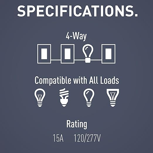 Legrand radiant TM874 15 Amp Rocker Wall Switch, 4-Way Decorator Light Switches, Brown (1 Count)