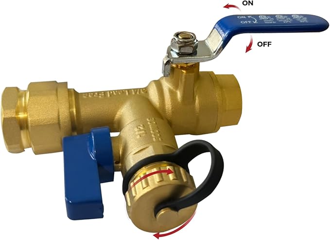 CAMPLUX 3/4 Inch IPS Isolator Tankless Water Heater Service Valve Kit, with Pressure Relief Valve, Clean Brass Construction