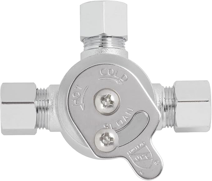 Sloan MIX-60-A Below Deck Manual Mixing Valve | Compatible with Sloan Optima and Optima Plus Below Deck Mixer Faucets, Compression Sleeve and Nuts Included, 3326009