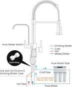 APPASO Black Kitchen Faucet with Drinking Water Faucet, 3 in 1 Pull Down Faucet with Purfied Water Faucet, Single-Handle High Arc Kitchen Water Filter Faucet, Matte Black (Without Filtration Device)