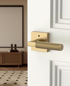 Asidrama 4 Pack Champagne Bronze Privacy Door Handles, Door Lever with Door Knobs Indoor for Bedroom or Bathroom, Heavy Duty Door Handles Interior with Locks for Left Right Sided Doors