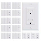 ELEGRP Decorator Wall Receptacle Outlet, Tamper Resistant 15 Amp Standard Electrical Wall Outlet, Residential Grade, Self-grounding, 125V, Wall Plate Included, UL Listed, Glossy White, 50 Pack