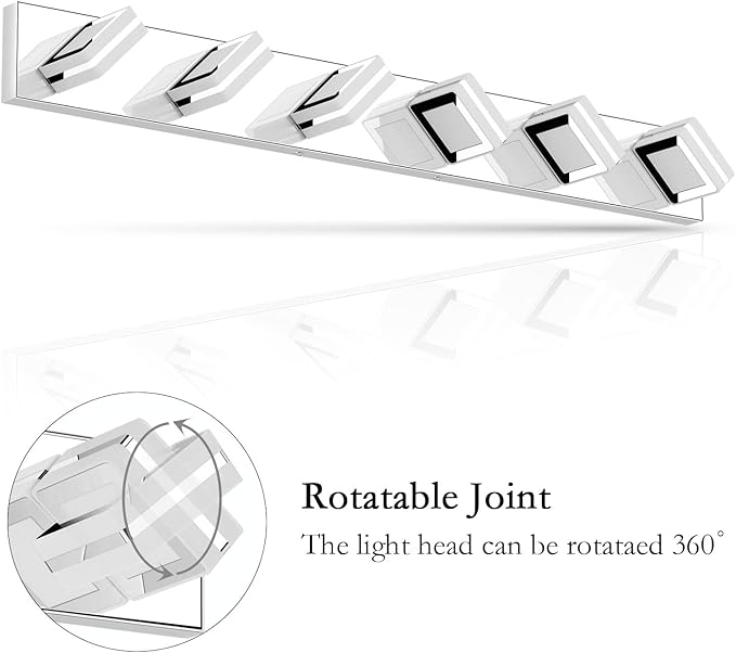 Ralbay Modern 6 Light Vanity Light Chrome Bathroom Vanity Lighting Fixtures Over Mirror Acrylic Up and Down Chrome Bathroom Wall Mounted Lights