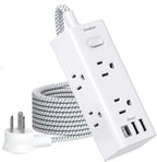 Short Extension Cord 3Ft, Flat Plug Power Strip Surge Protector - 6 Widely Outlets with 3 USB Ports (1 USB C), Wall Mount Small Power Strip for Travel Home Office College Dorm
