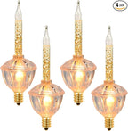 4 Pack Christmas Bubble Light Replacement Bulbs, Clear Vintage Christmas Bubble Light Night Light Bulbs with Gold Glitter Liquid for Home Wall Decorations, E12 Candelabra Base, 5W