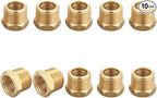 3/8 Inch Male x 1/4 Inch Female Reducing Adapter, NPT Brass Hex Bushing, Hex Head Pipe Fitting, Thread 0.625" OD × 0.5" ID, (Pack of 10)