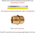 3/4 Inch NPT Brass Nipple Male Pipe Fitting Adapter, Hex Nipple, (3/4 inch x 3/4 inch NPT Male, 2 Piece), Straight Connector Pipe Fitting, Thread 1" OD to 1" OD