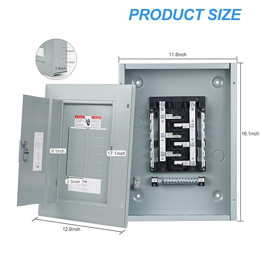 THQL Circuit Breaker Panels, 12-Space, 125A Circuit Breaker Distribution Box, 120V/240V Circuit Breaker Electrical Enclosure,Indoor Main Lug Load Center